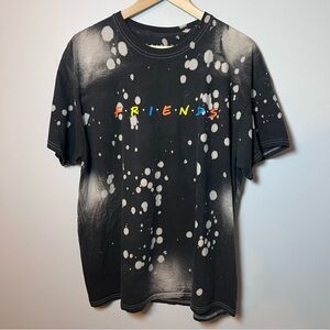Friends TV show logo Tie Dye T-Shirt Men’s XL Black White Polka Dot Splatter Tee